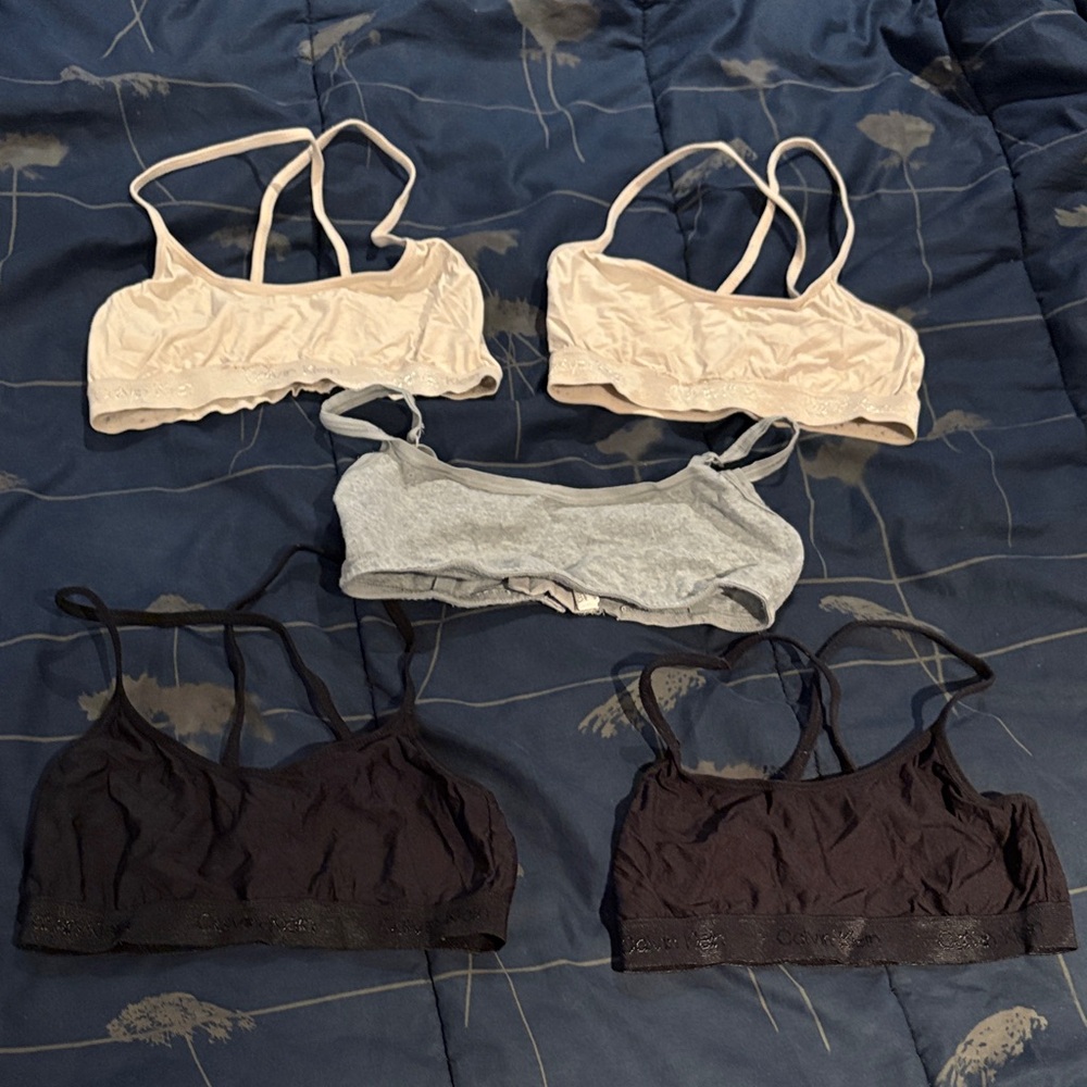 5 Calvin Klein Bandeau Bralette Set - 2 Black, 1 Gray, 2 Beige